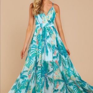 Tropical Palm Print Maxi Dress. From the Red Dress online boutique.